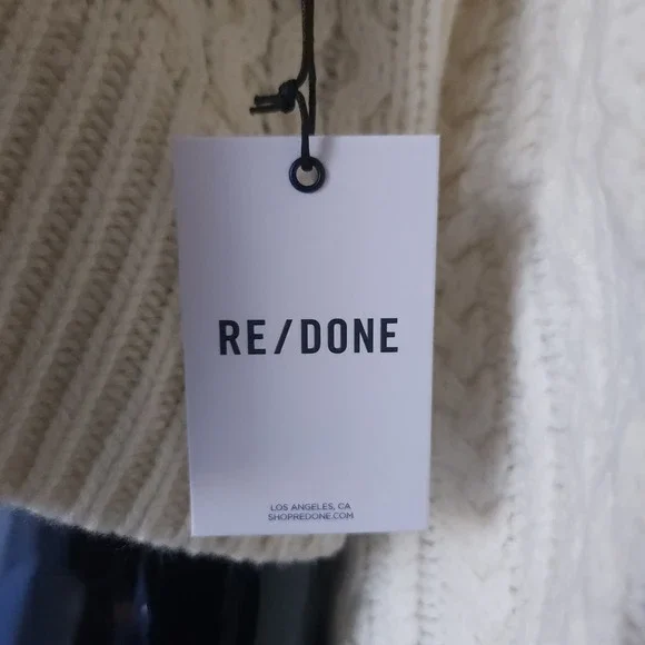 RE/DONE Natural Crewneck Cable Knit Pullover Sweater Medium Preppy Cabin NWT$495 - Picture 10 of 12